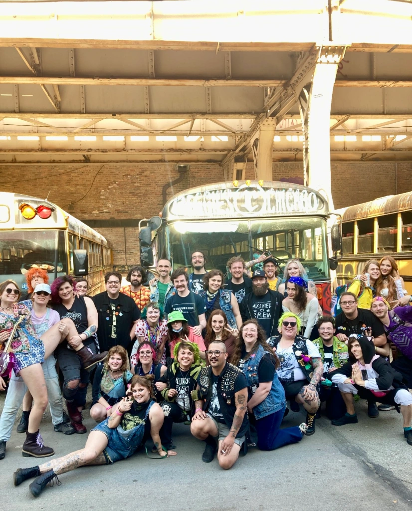 our squad at moon runners, standing in front of the busses behind Reggie's.